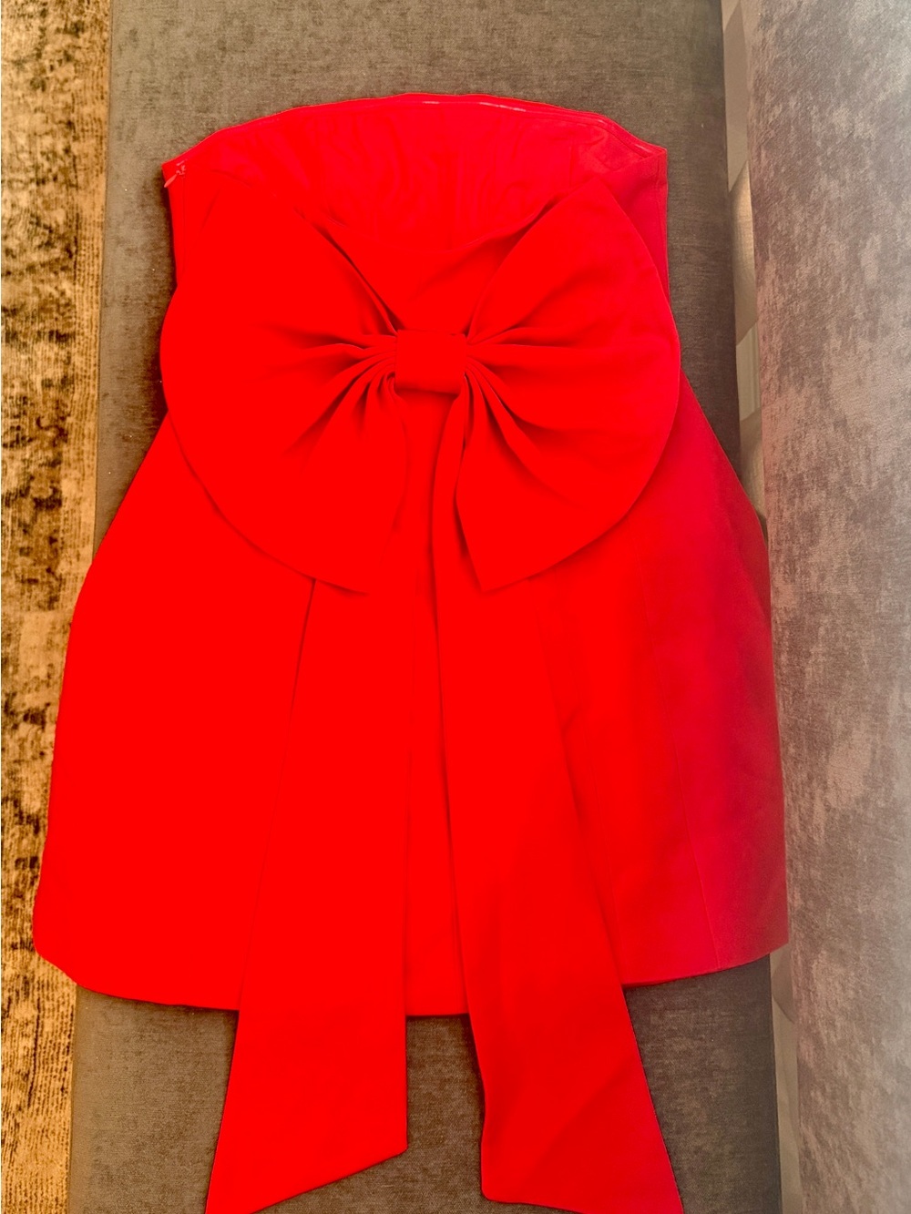 Finesse Red Strapless Mini Dress with Statement Bow